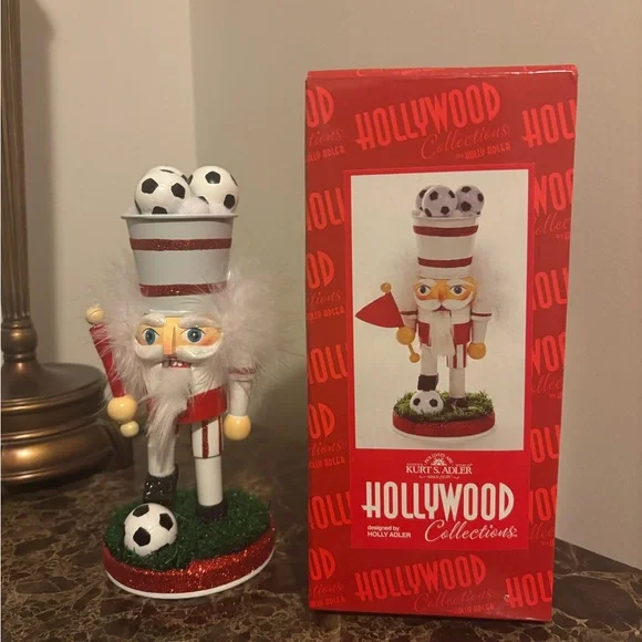 Soccer Nutcracker Figurine with Red and White Accents - Picture 3 of 3
